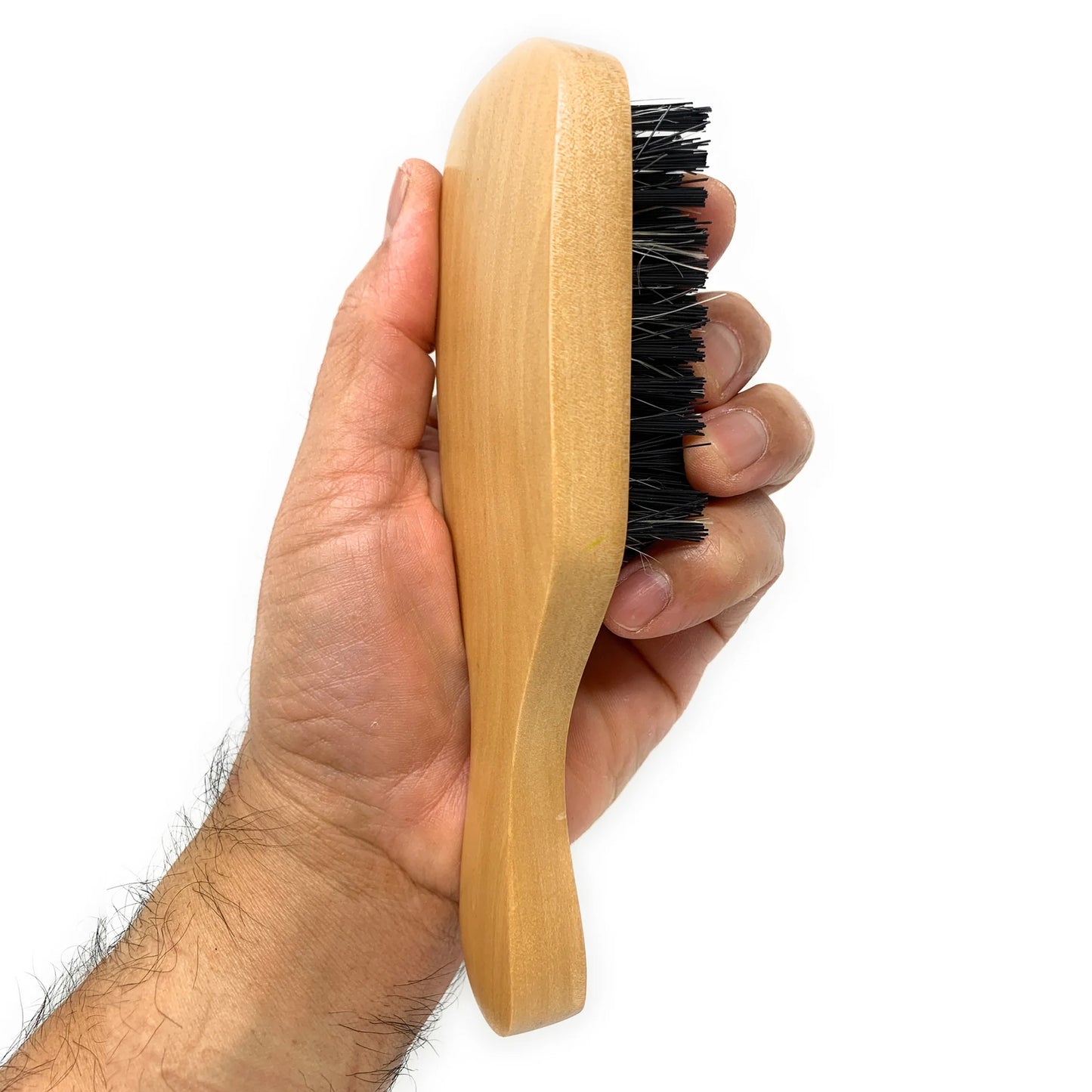 Scalpmaster Club  Hair Brush, Wave Hair Brush, Curved Oval Palm Brush Boar Bristles and Natural Wood 1 Pc.