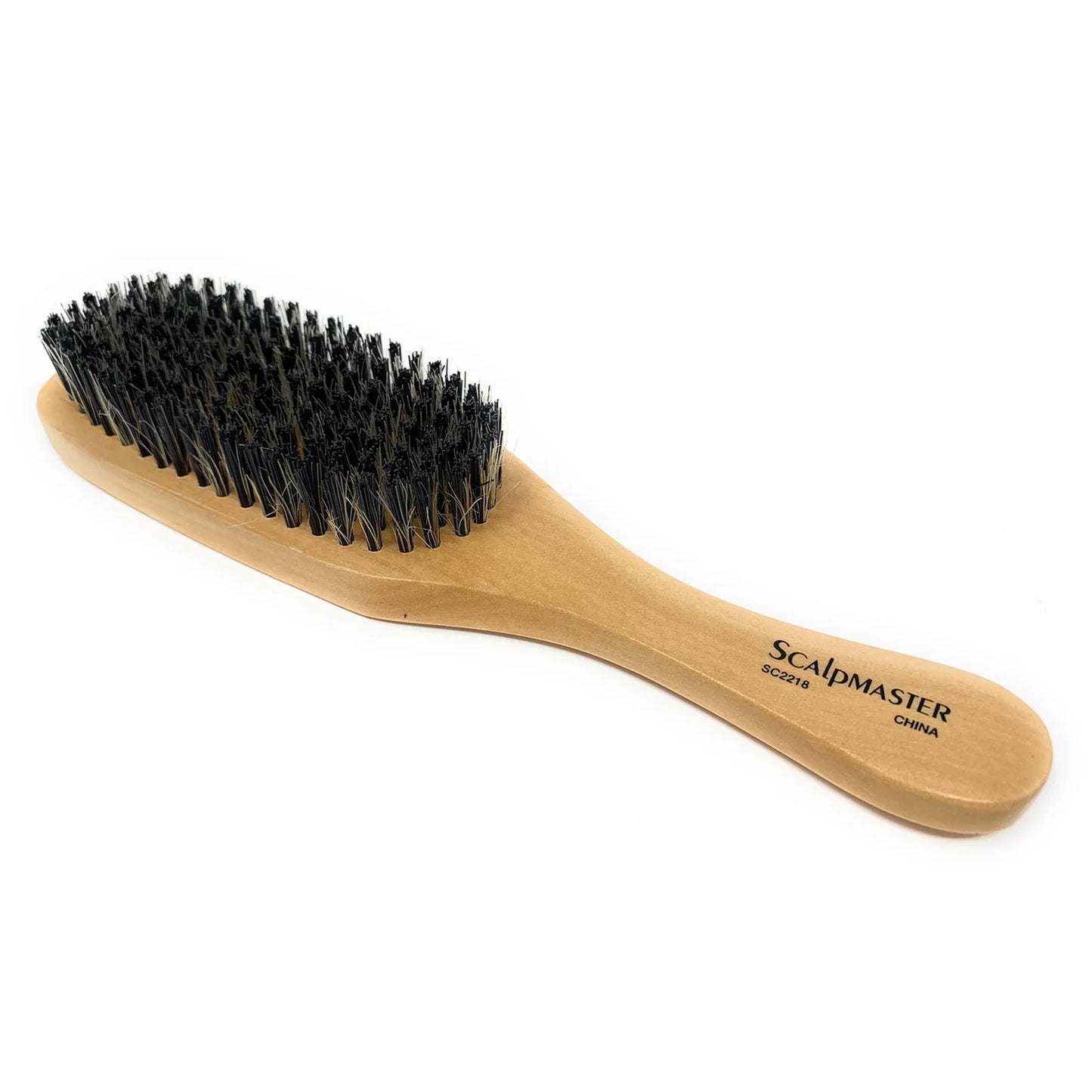 Scalpmaster Club  Hair Brush, Wave Hair Brush, Curved Oval Palm Brush Boar Bristles and Natural Wood 1 Pc.