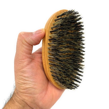 Scalpmaster Club  Hair Brush, Wave Hair Brush, Curved Oval Palm Brush Boar Bristles and Natural Wood 1 Pc.