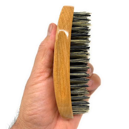 Scalpmaster Club  Hair Brush, Wave Hair Brush, Curved Oval Palm Brush Boar Bristles and Natural Wood 1 Pc.