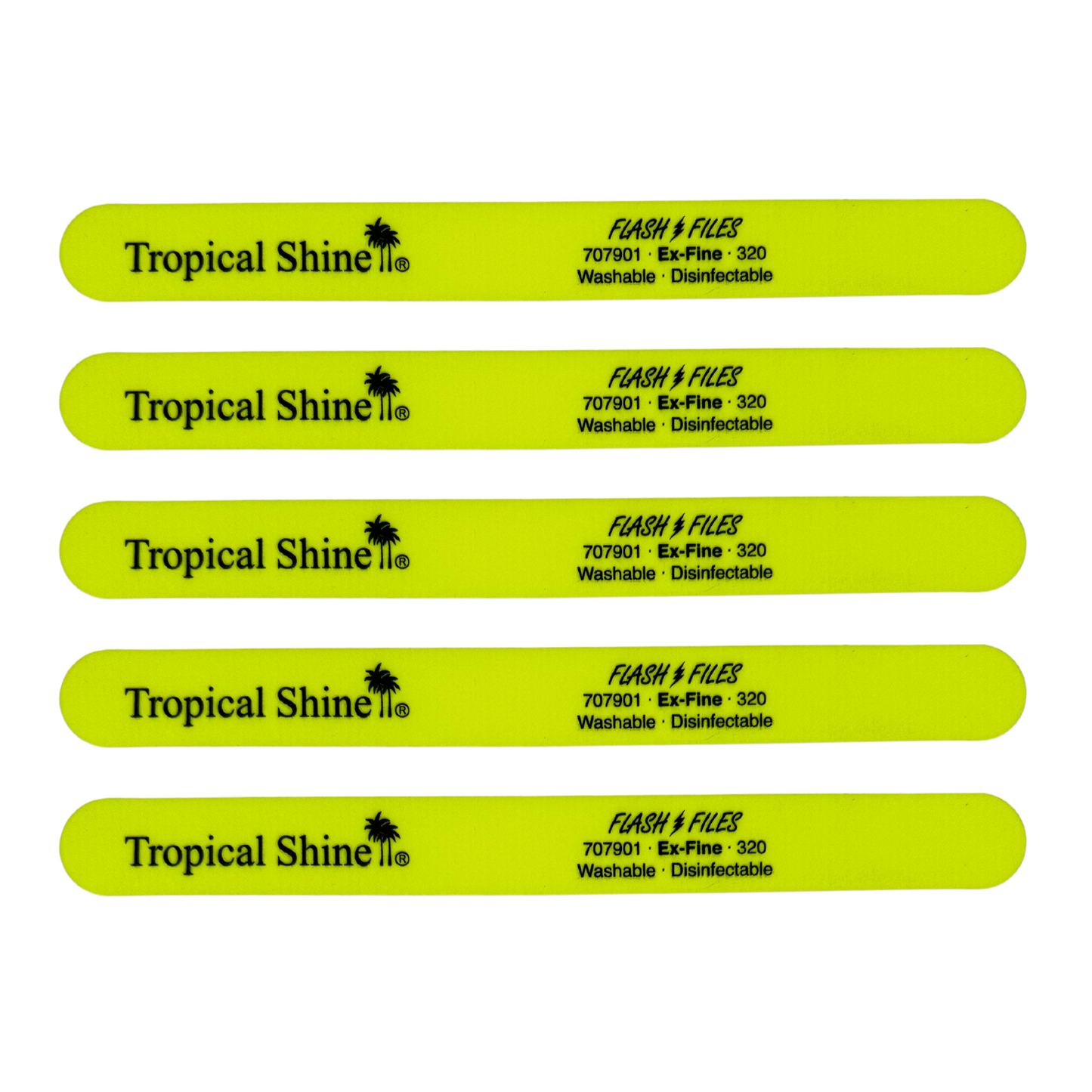 Tropical Shine Salon Boards - 5-Pack Cushioned Nail Files, Extra-Fine 320 Grit