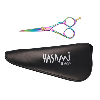 Hasami 5.5" Ergonomic Offset Shears – Rainbow Titanium Finish B-60R