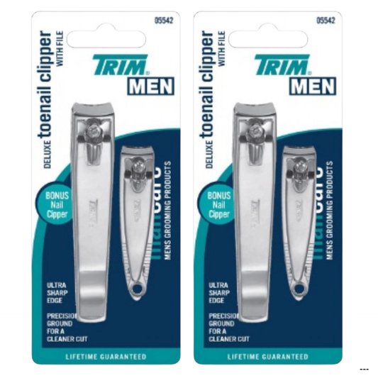 2-Pack Men's Toenail Clipper Set with Built-in File & Nail Clipper | Professional Trim