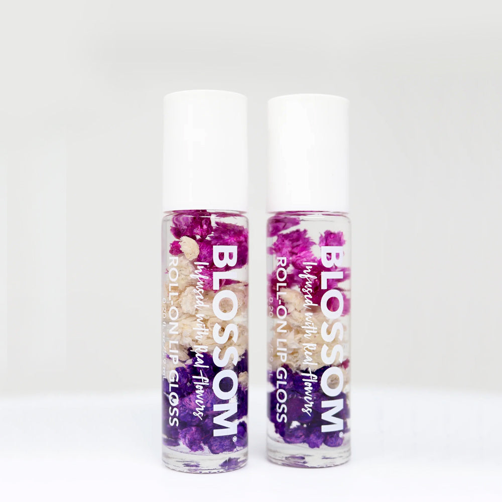 Blossom Roll-On Lip Gloss Infused with Flowers Rollerball Lip Gloss 2 pk