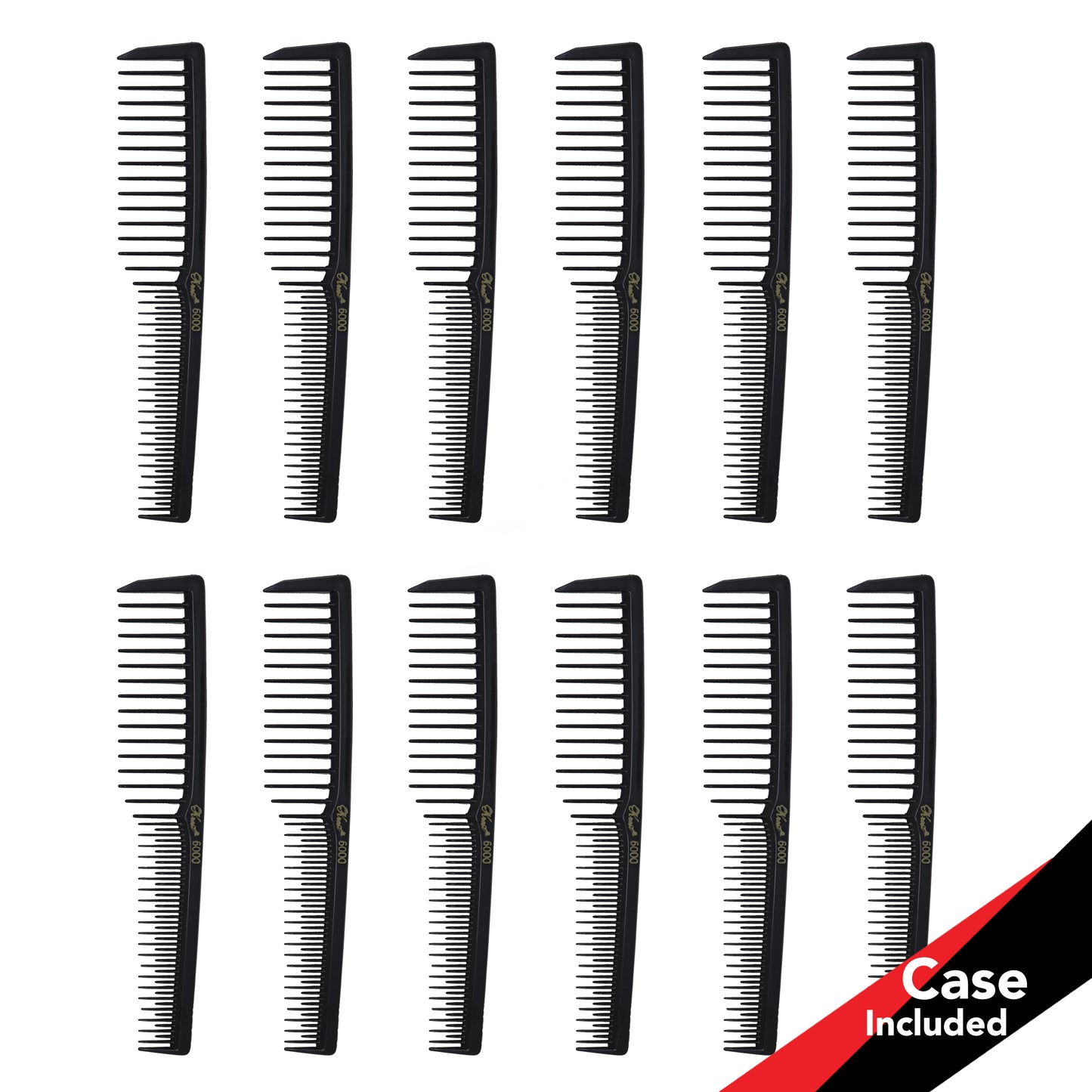 Krest 6000 7 in. Teasing Combs Lift Vent Hair Combs Pack Space Tooth Wide teeth Comb 12 Pc.