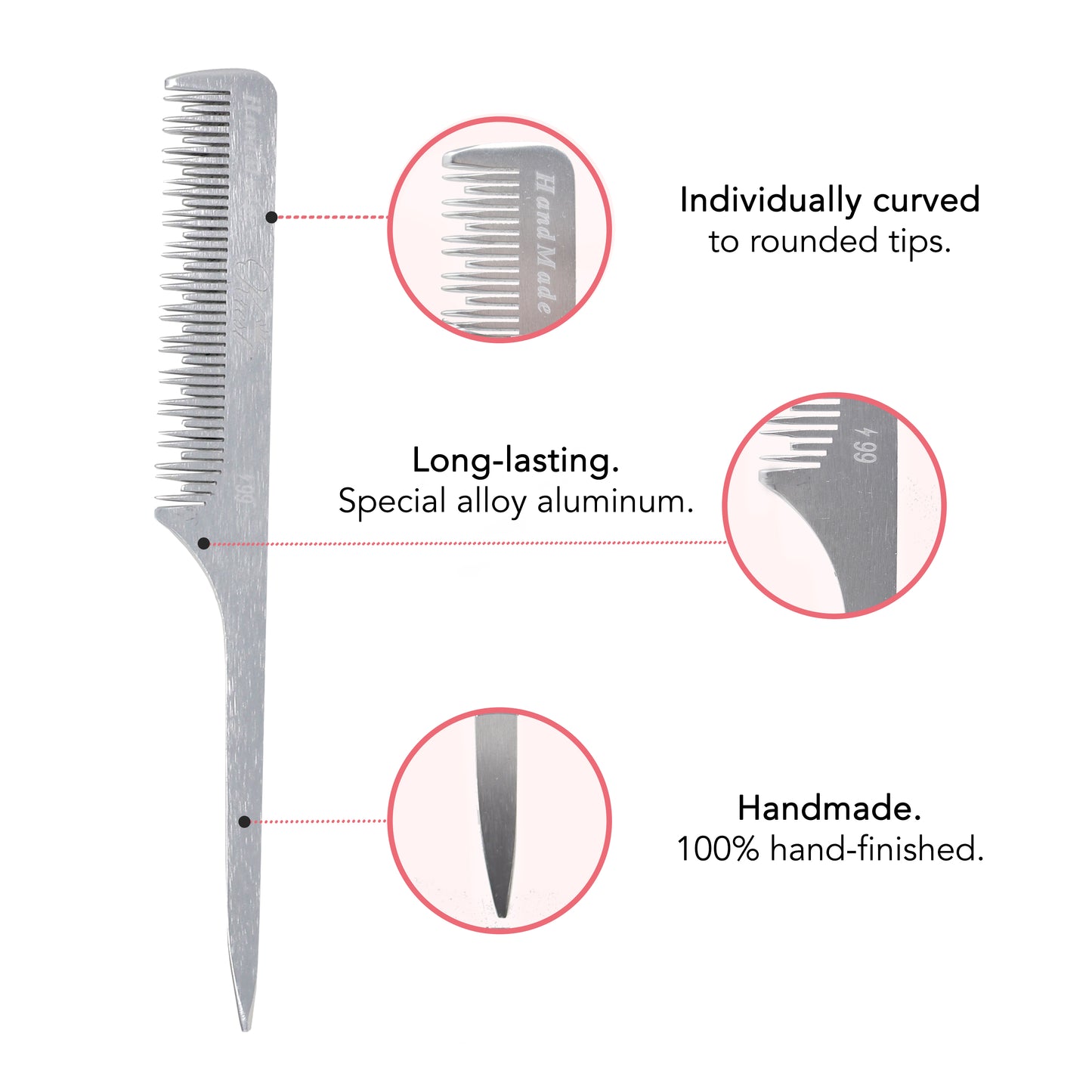 Krest Professional Metal Combs Aluminum Combs 100% Hand-Finished.