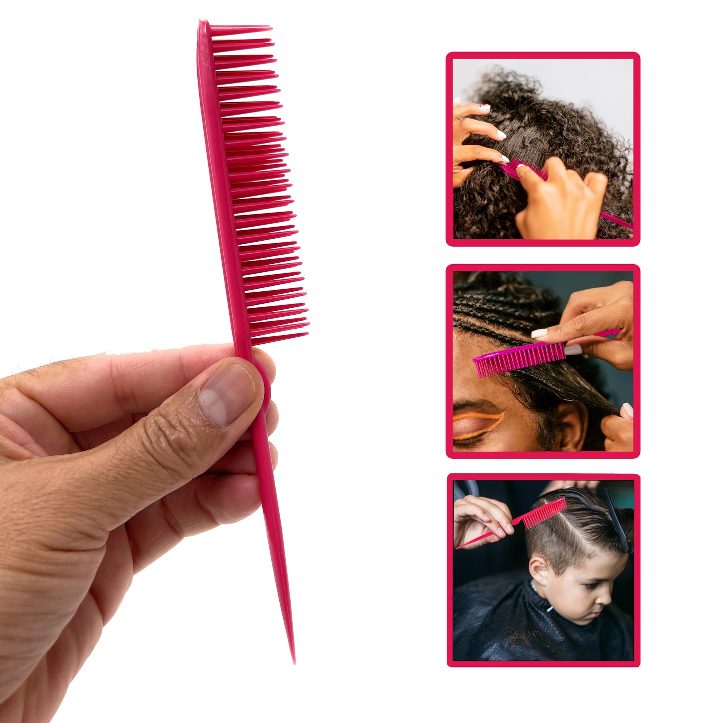 Allegro Combs 60 Parting Three Row Combs Salon Hairstylist Hairdresser Detangle Combs For Natural Hair 2 Pcs.