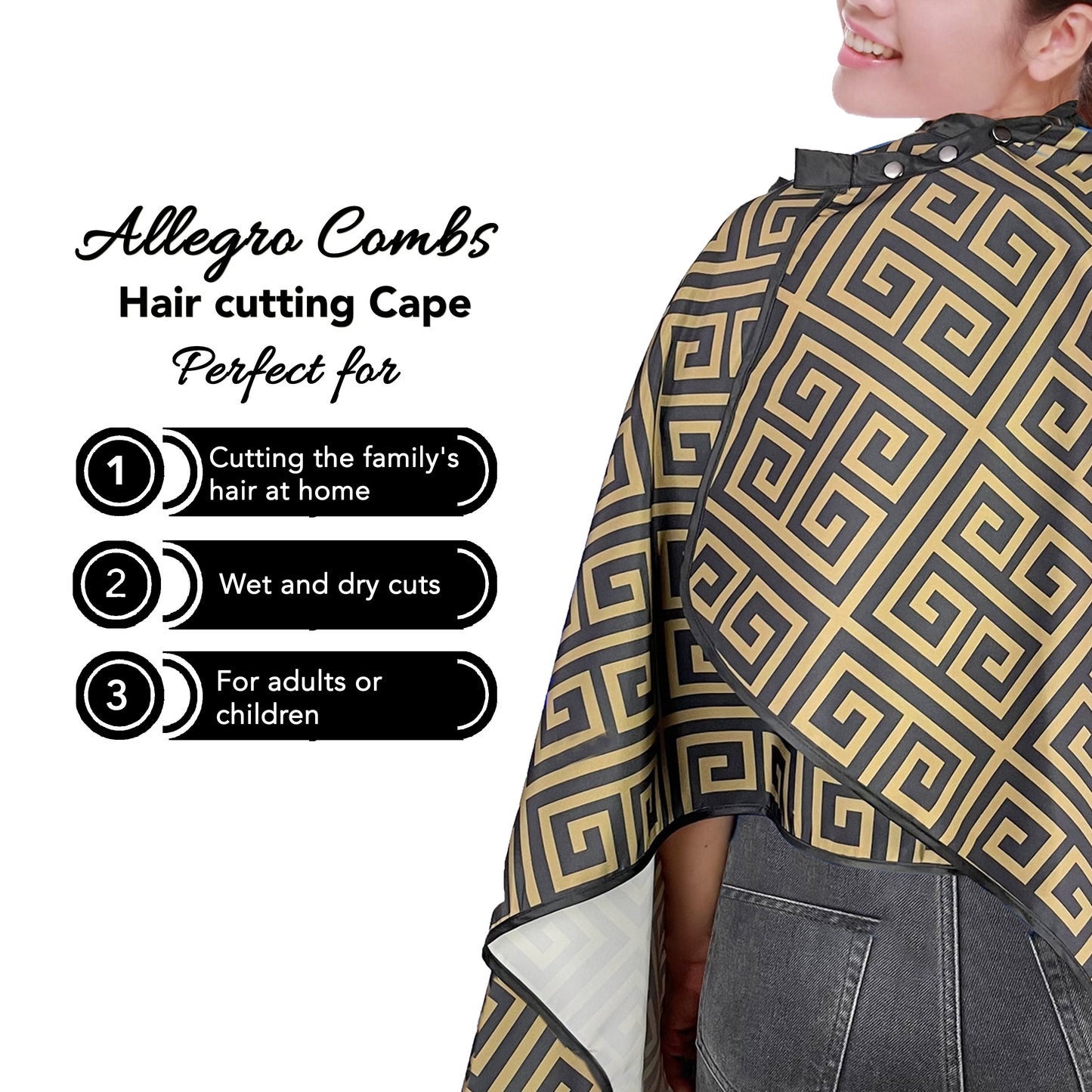 Allegro Combs Hair Cutting Cape Barber Apron Hair Stylist For Men 46 X 60 In. 1 Pc.