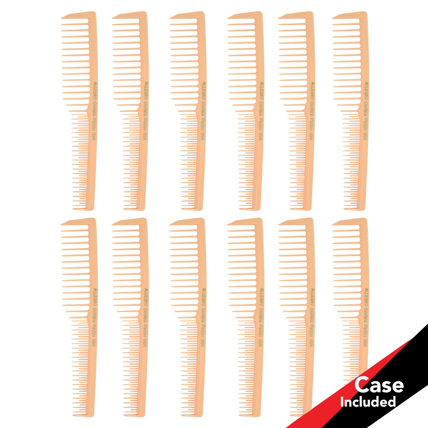 Allegro Combs 6000 Wide Tooth Teasing Lift Vented Hair Combs Space Tooth Barber Stylist Curly Hair Parting Fresh Colors12 Pc.