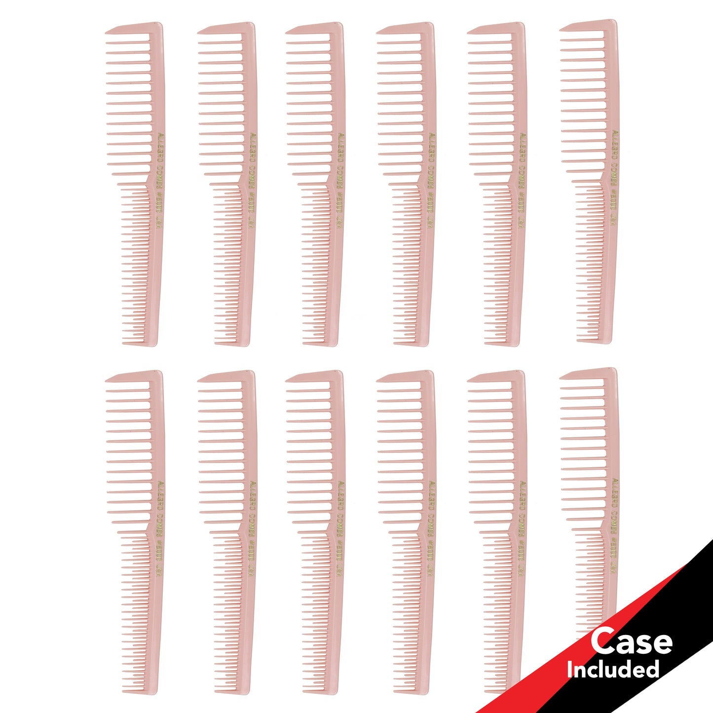Allegro Combs 6000 Wide Tooth Teasing Lift Vented Hair Combs Space Tooth Barber Stylist Curly Hair Parting 12 Pc.