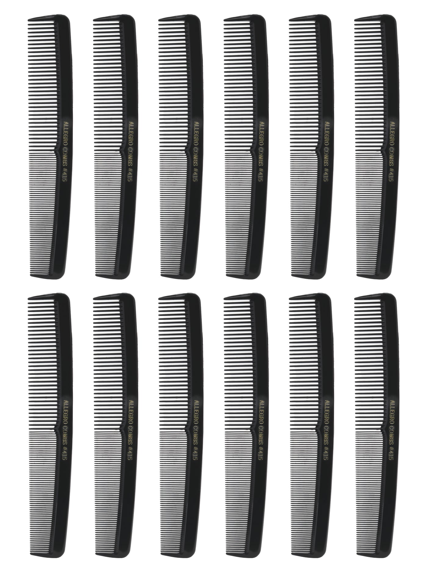 Allegro Combs 415 All Purpose Hair Combs Hair Styling combs Black Combs 12 Pcs.