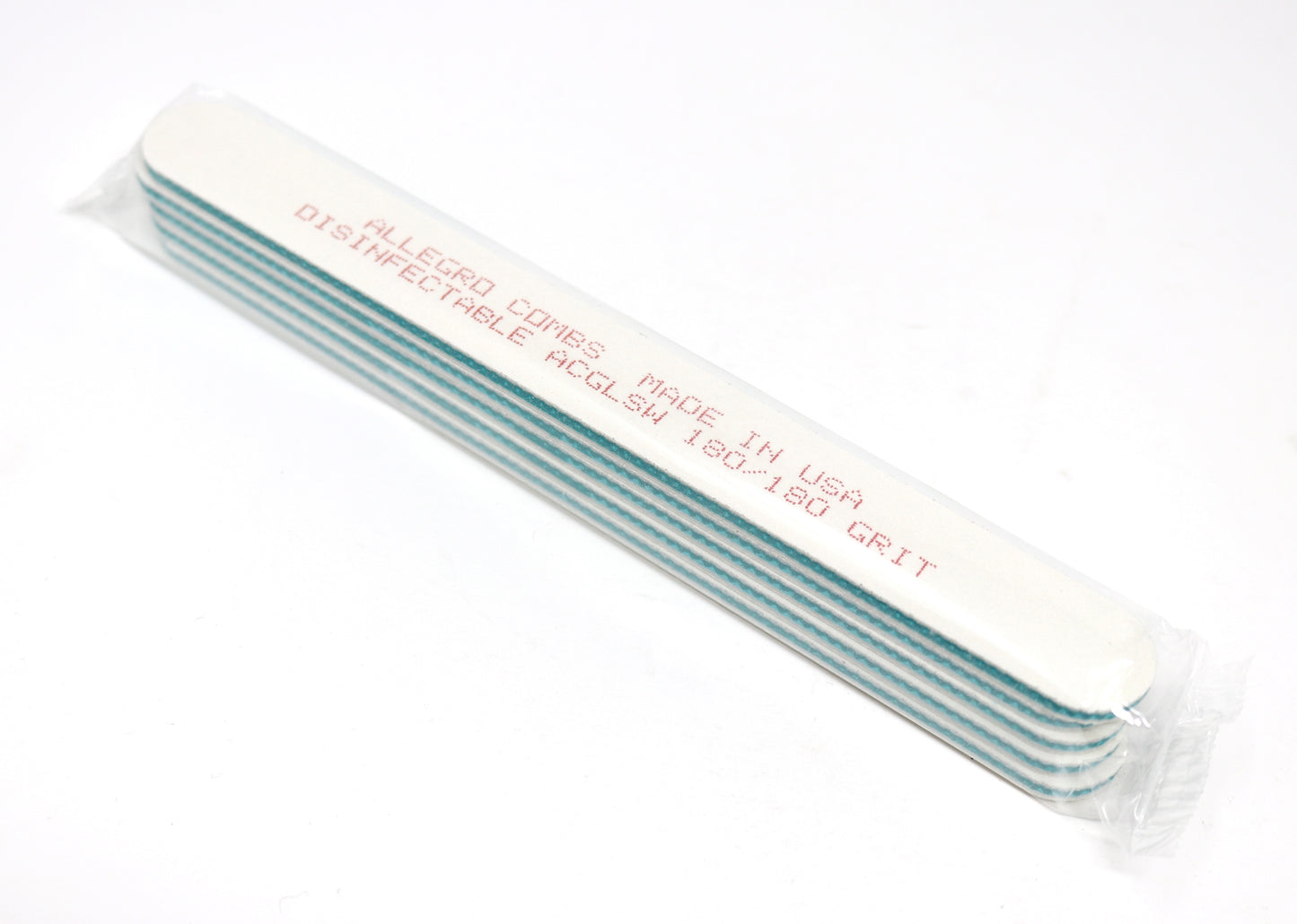Allegro Combs Disinfetable Double Sided Cushioned Nail Files Emery Board Manicure Pedicure Salon Boards. White USA. Grits 080, 100, 180, 240. 5 Pcs