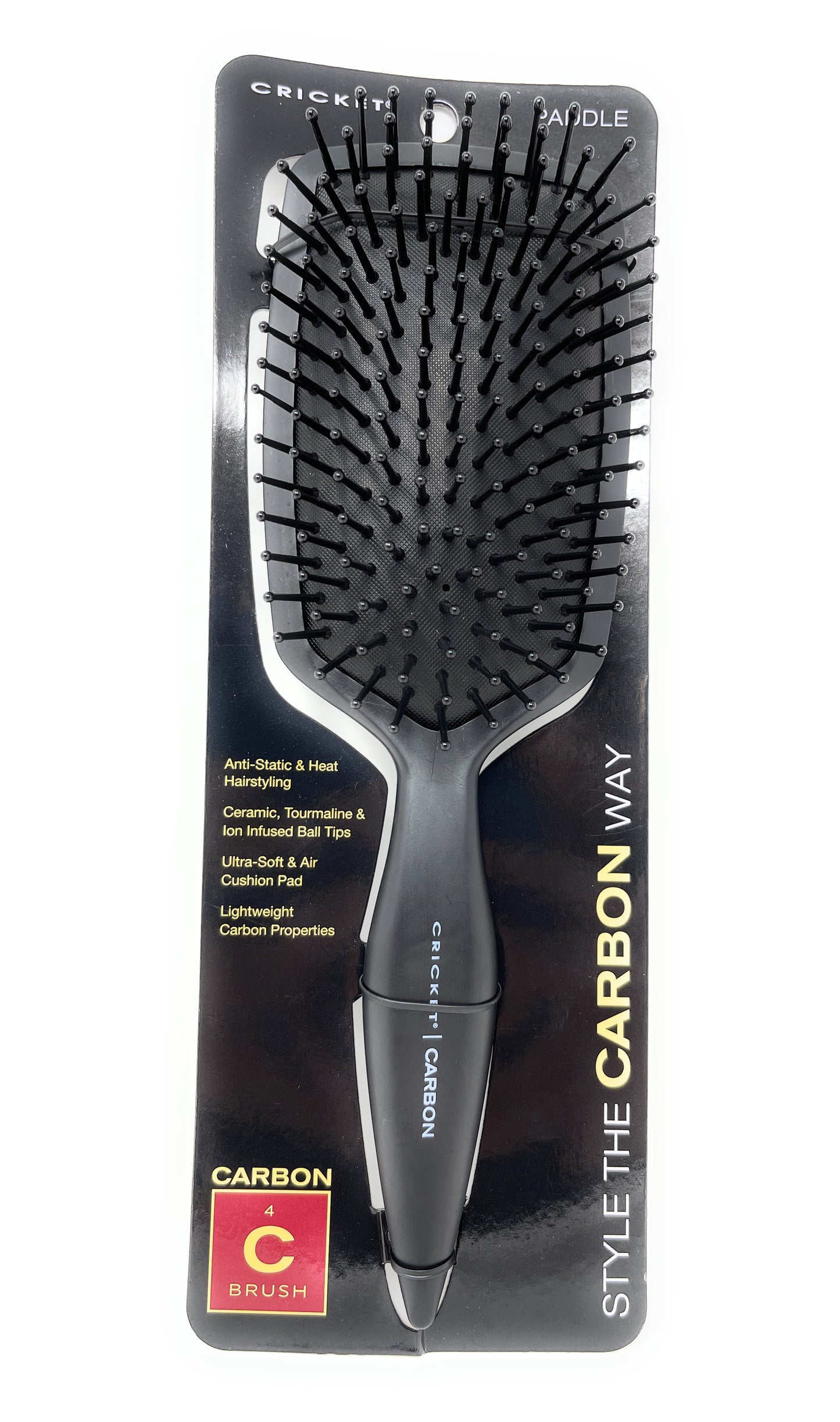 Cricket Carbon Large Wide Paddle Hair Brush for Blow Drying and Styling Ceramic, Tourmaline Ion Bristle Anti-Static Hairbrush