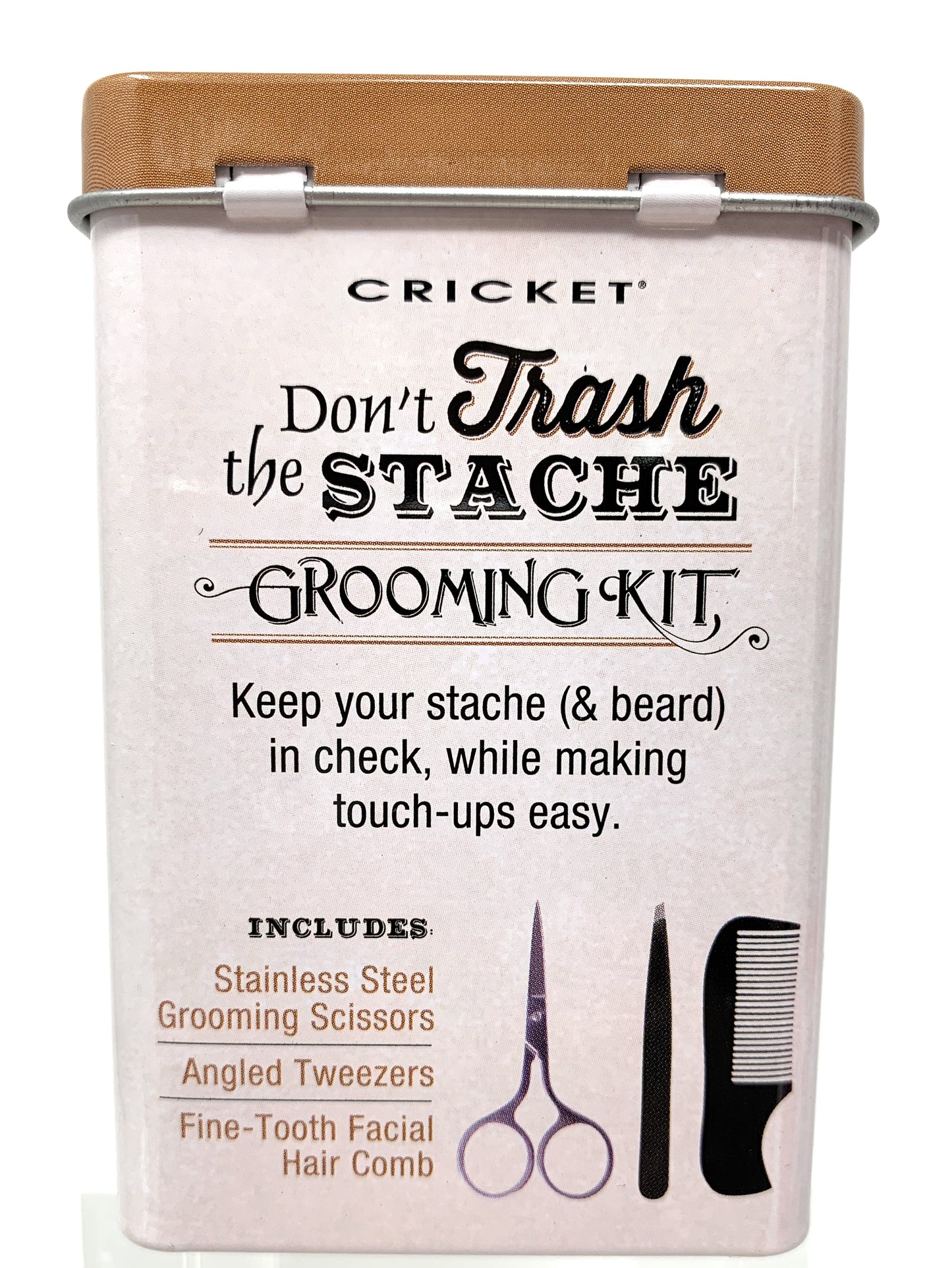 Cricket Don't Trash The Stache Grooming Kit Grooming Shears Tweezers And Beard Comb 3 Pcs.
