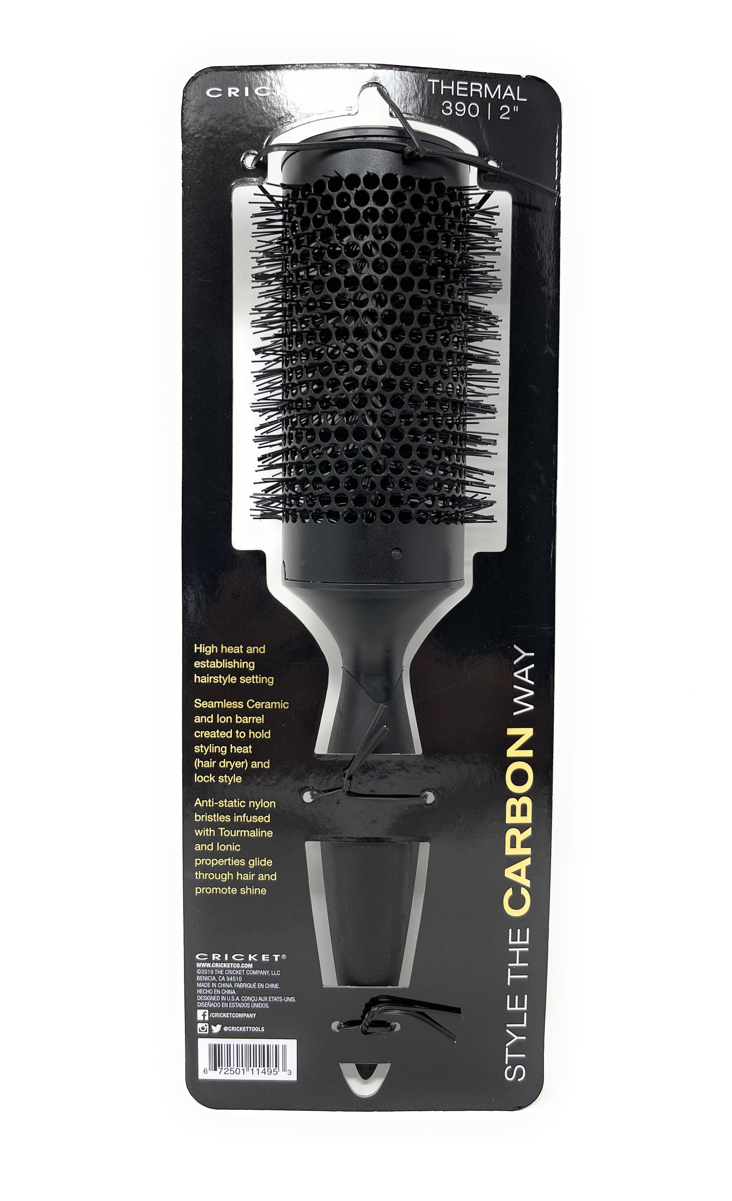 Cricket Thermal Hair Brush 390 For Shine Enhancing, Detangle, Volumizing, Styling Hair Blowdrying