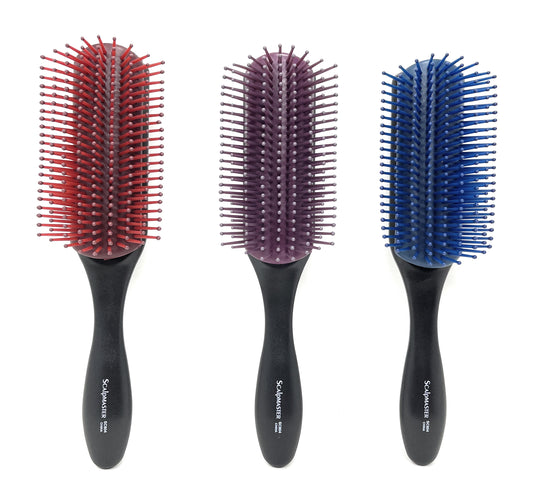 Scalpmaster 9-Rows Hair Styling Detangling Heat Resistant Brush For Curly Wavy Hair Ball Tipped Nylon Bristles. 1 Pc.