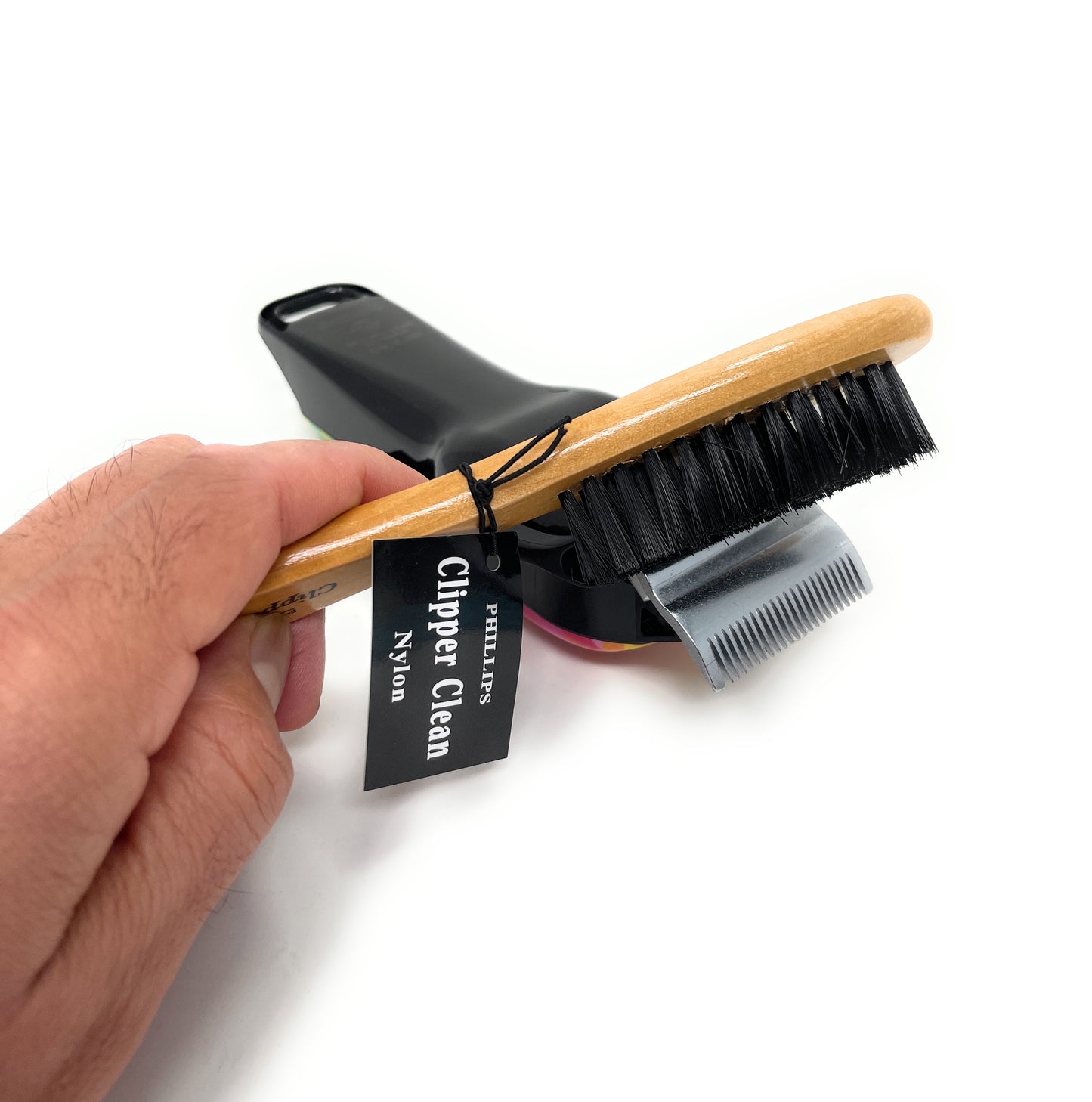 Phillips Clipper Cleaner Brush Nylon Bristles Barber Brush Boar Bristle Wooden Handle Fade Brush 1 Pc.