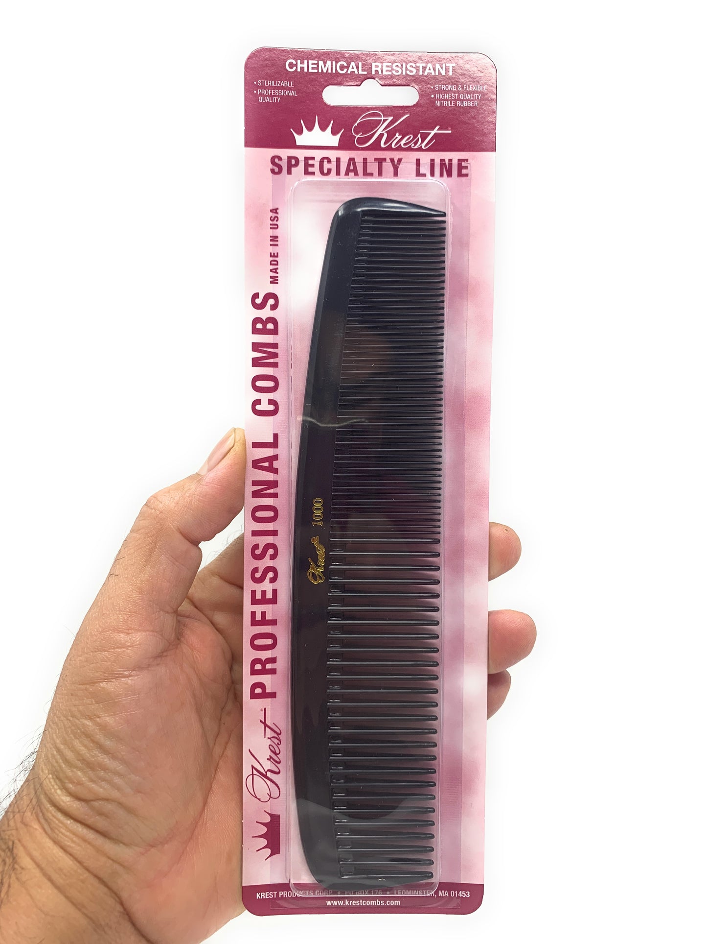 Krest 8.5 Inch 1000 Specialty Hair Combs Round Master Waver Cutting Comb Black 1pc.