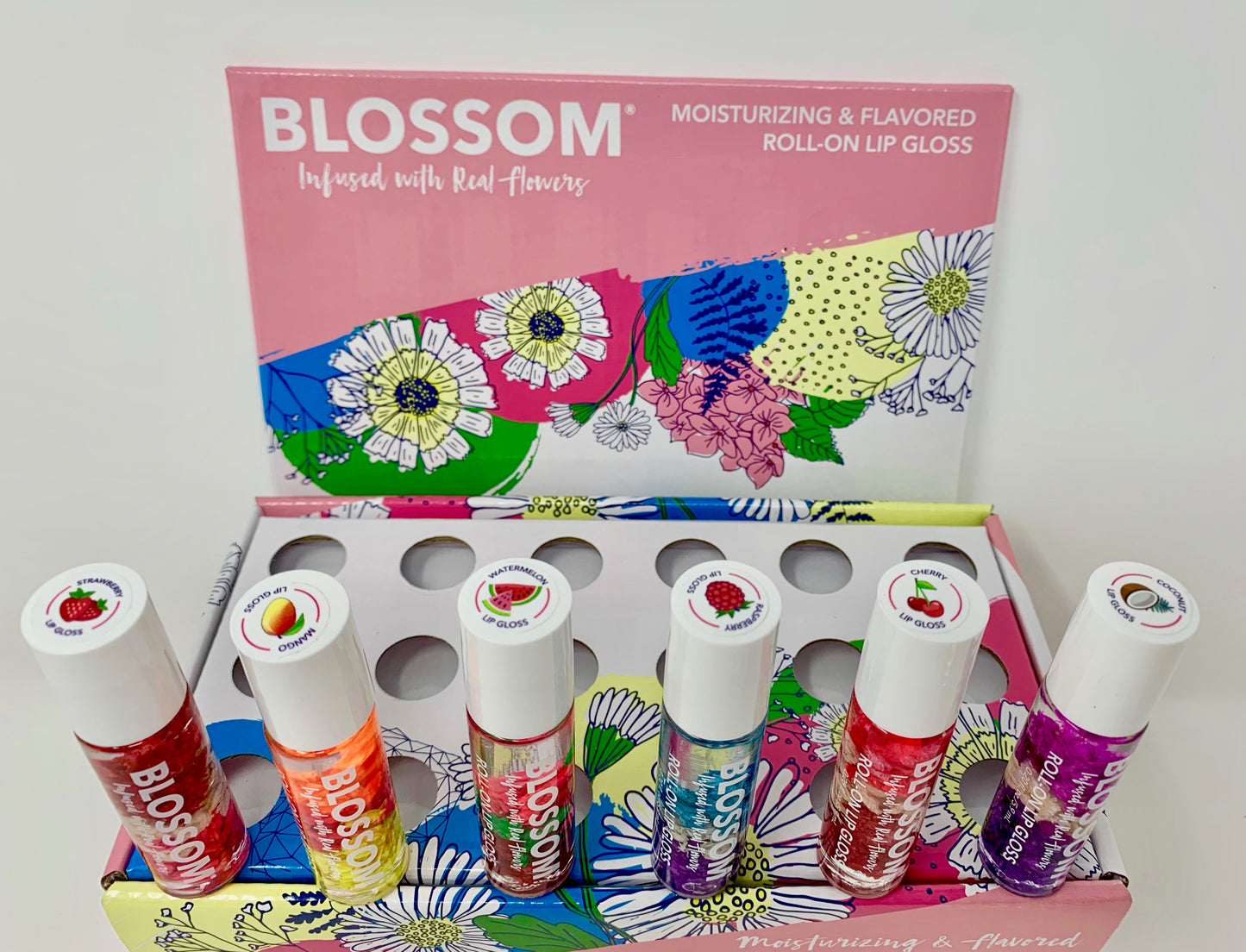 Blossom Roll-On Lip Gloss Rollerball Lip Gloss Infused with Flowers 2 pk.