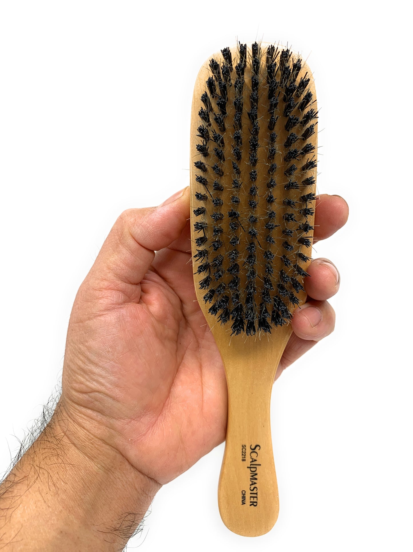 Scalpmaster Club Hair Brush, Wave Hair Brush, Curved Oval Palm Brush Boar  Bristles and Natural Wood 1 Pc.