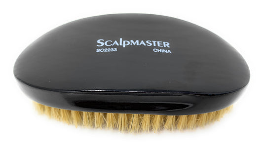 Scalpmaster Curved Oval Palm Boar Bristle Brush  black 1 pc