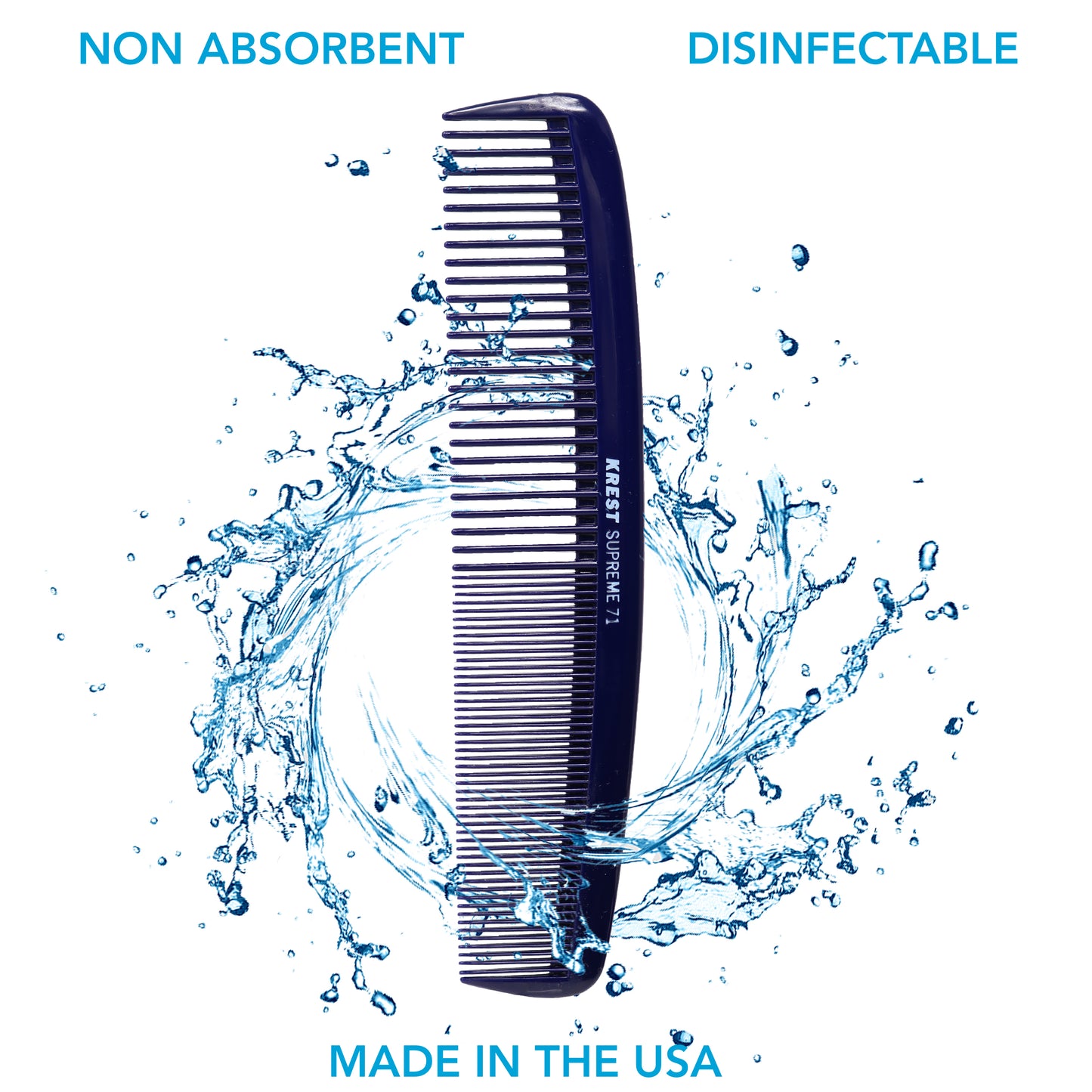 Krest Supreme 71 Combs Heat And Chemical Resistant Cutting Large Regal Blue 1 Pc.