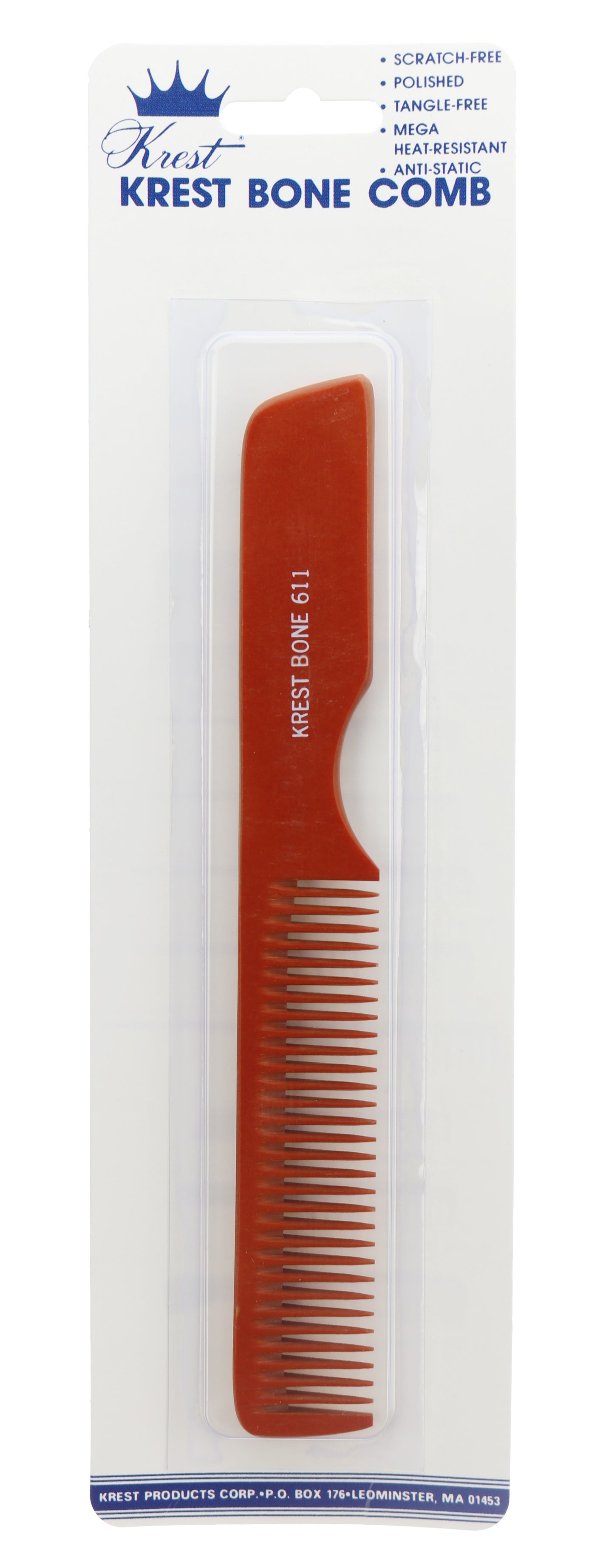 Krest  7 1/2" All Purpose Hair Styling Bone Comb. Heat Resistant Bone Hair Comb. Stylist Hair Combs.