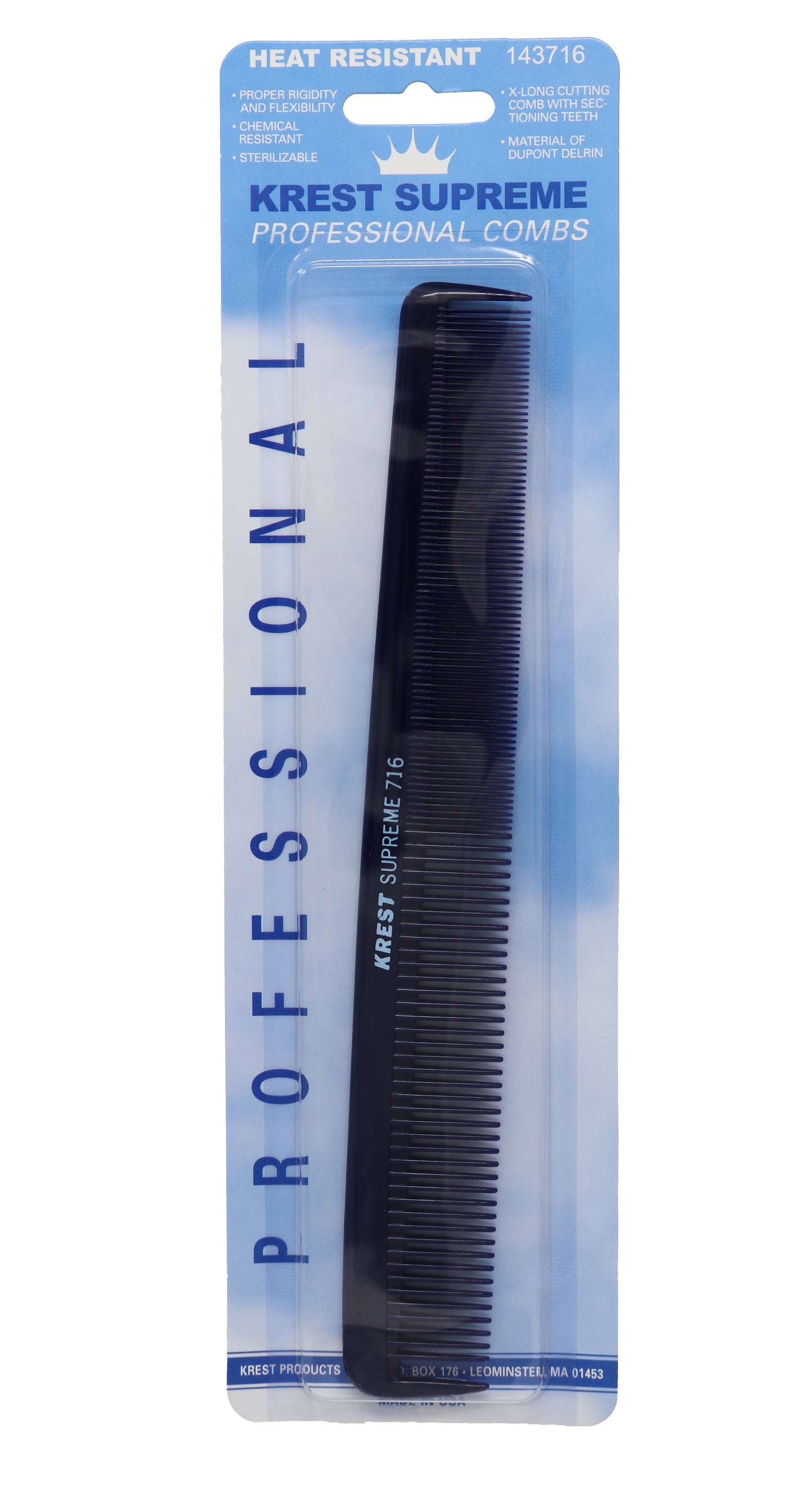 Krest Combs 8.5 IN. Supreme Professional Comb Extra-Long Cutting combs Sectioning Tooth 1 Pc.