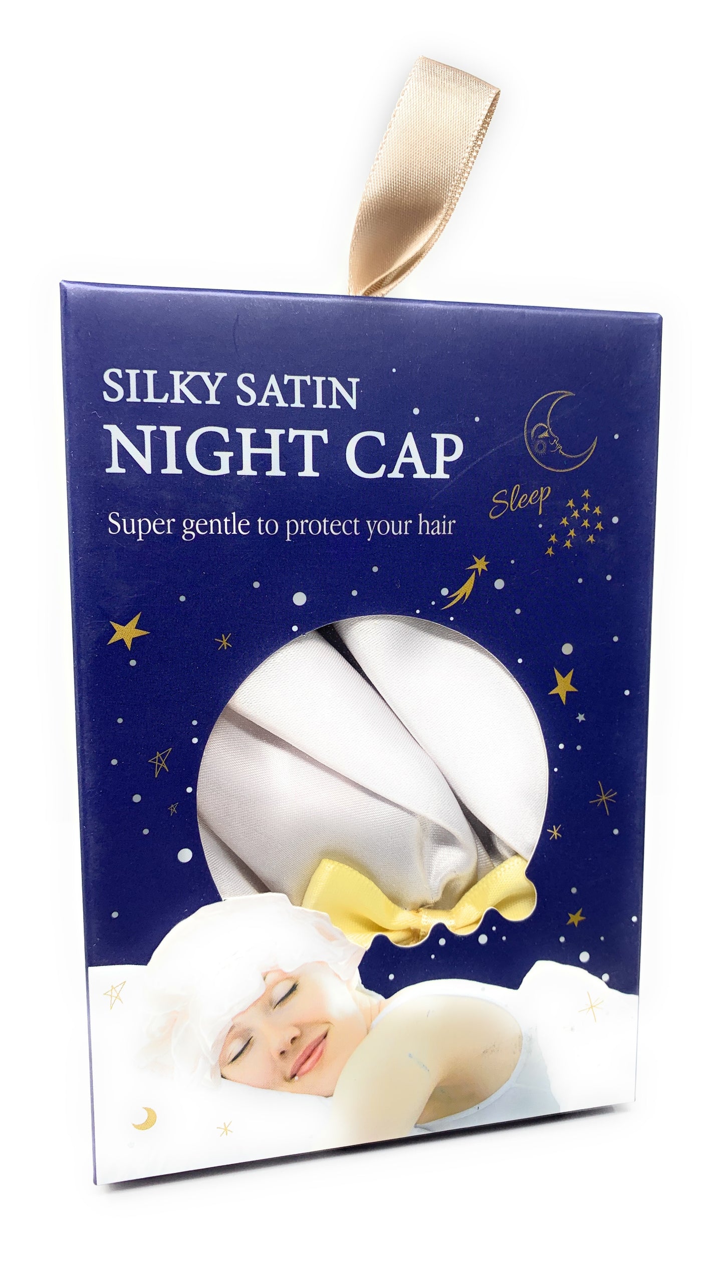 Kingsley Silky Satin Night Cap Sleeping Hats Sleep Bonnets Silver
