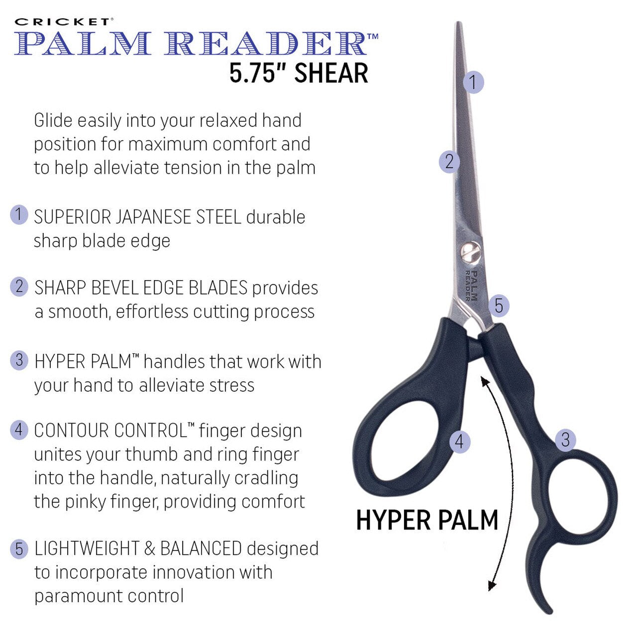 Cricket Palm Reader 5.75 Inches Shear Scissor Japanese Steel Micro Serrated Blades