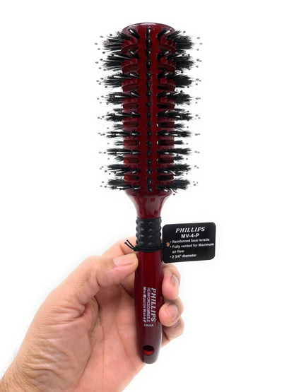 Phillips Brush Vent Barrel Reinforced Polytipped Bristle Wood Handle Hair Dry Brush 1 Pc. MV-4-P