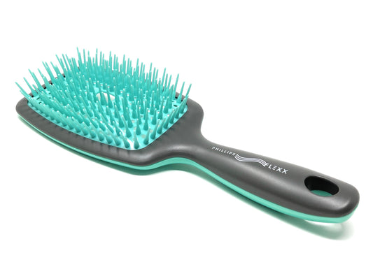 Phillips Brush Flexx Vented Cushion Hair Blow Drying Hair Brush Detangles Light-Weight Grey and Aqua