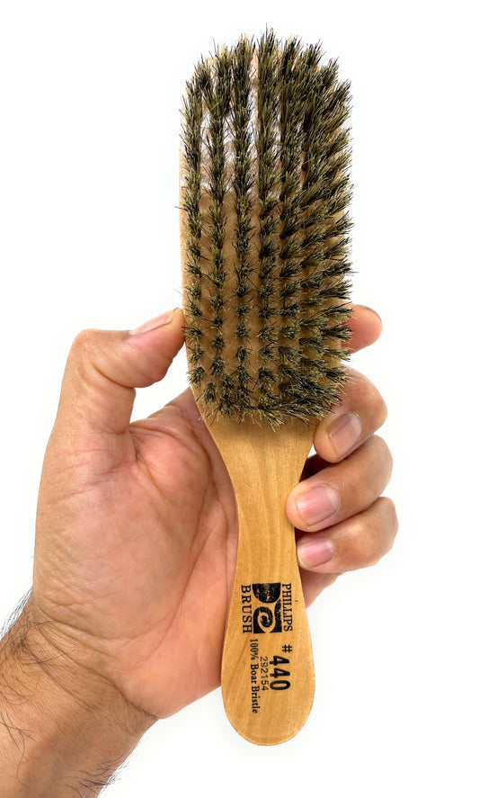 Phillips Brush 440 The Wave Hair Brush 7-Row Pure Soft Bristle Wood Handle.