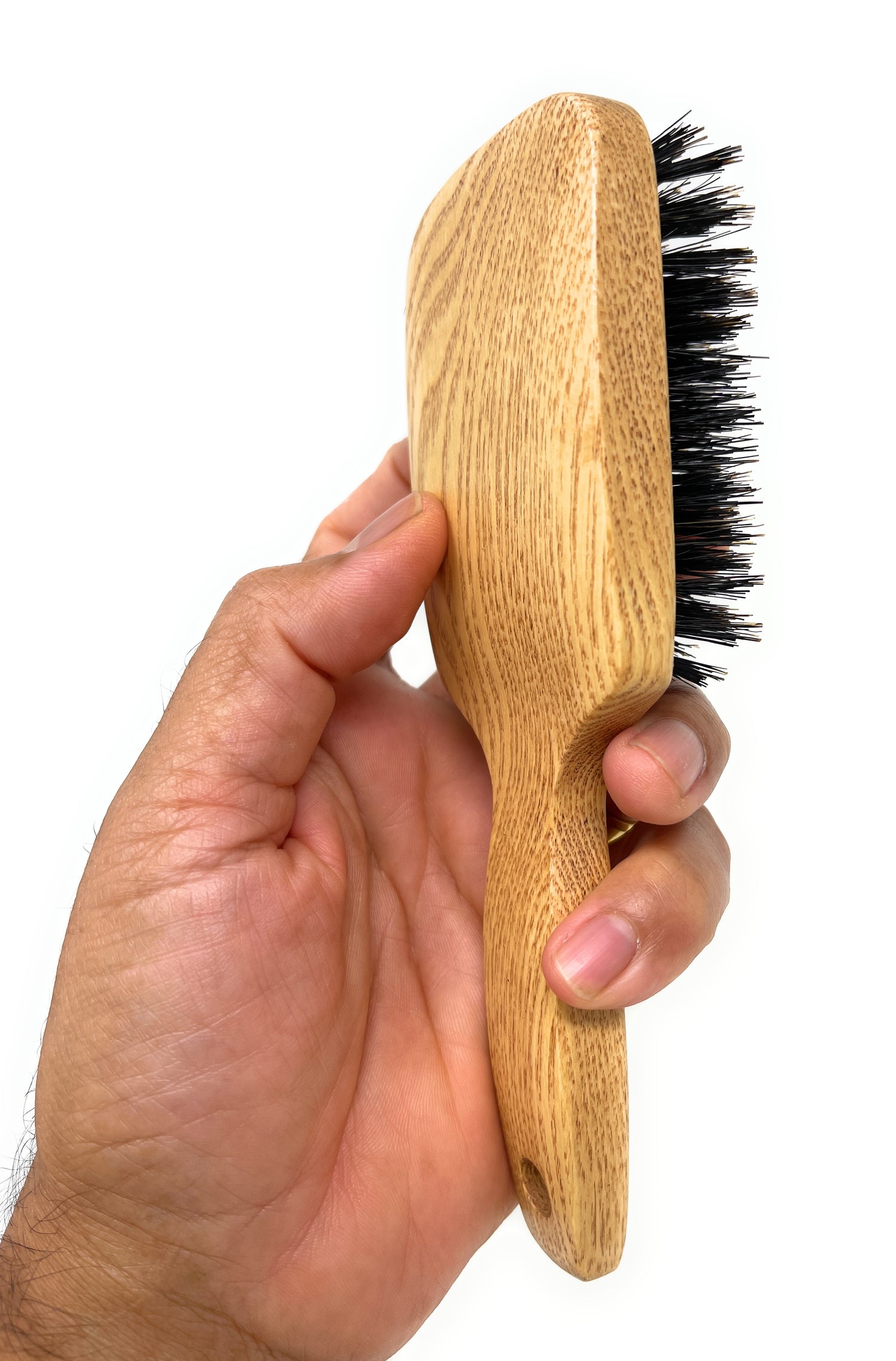 Mens Boar Bristle Hair Brush Natural Wooden Club Style Brush For Men Styling