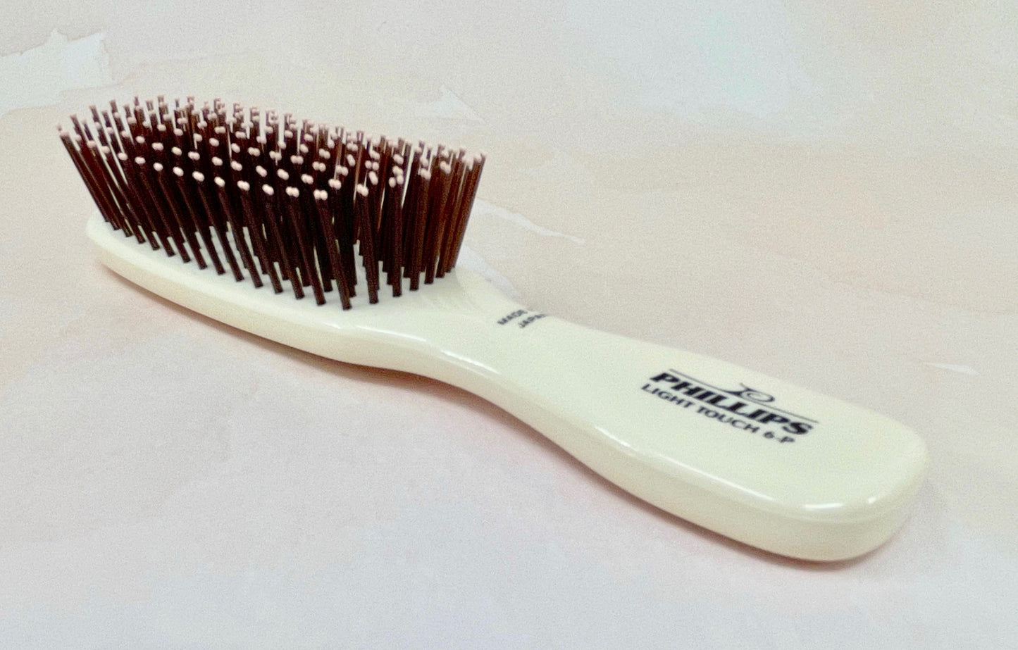 Phillips Brush Light Touch 6-P Purse Size Hair Brush 8 Rows Bristle Twin Beaded Nylon Bristles Ivory Color