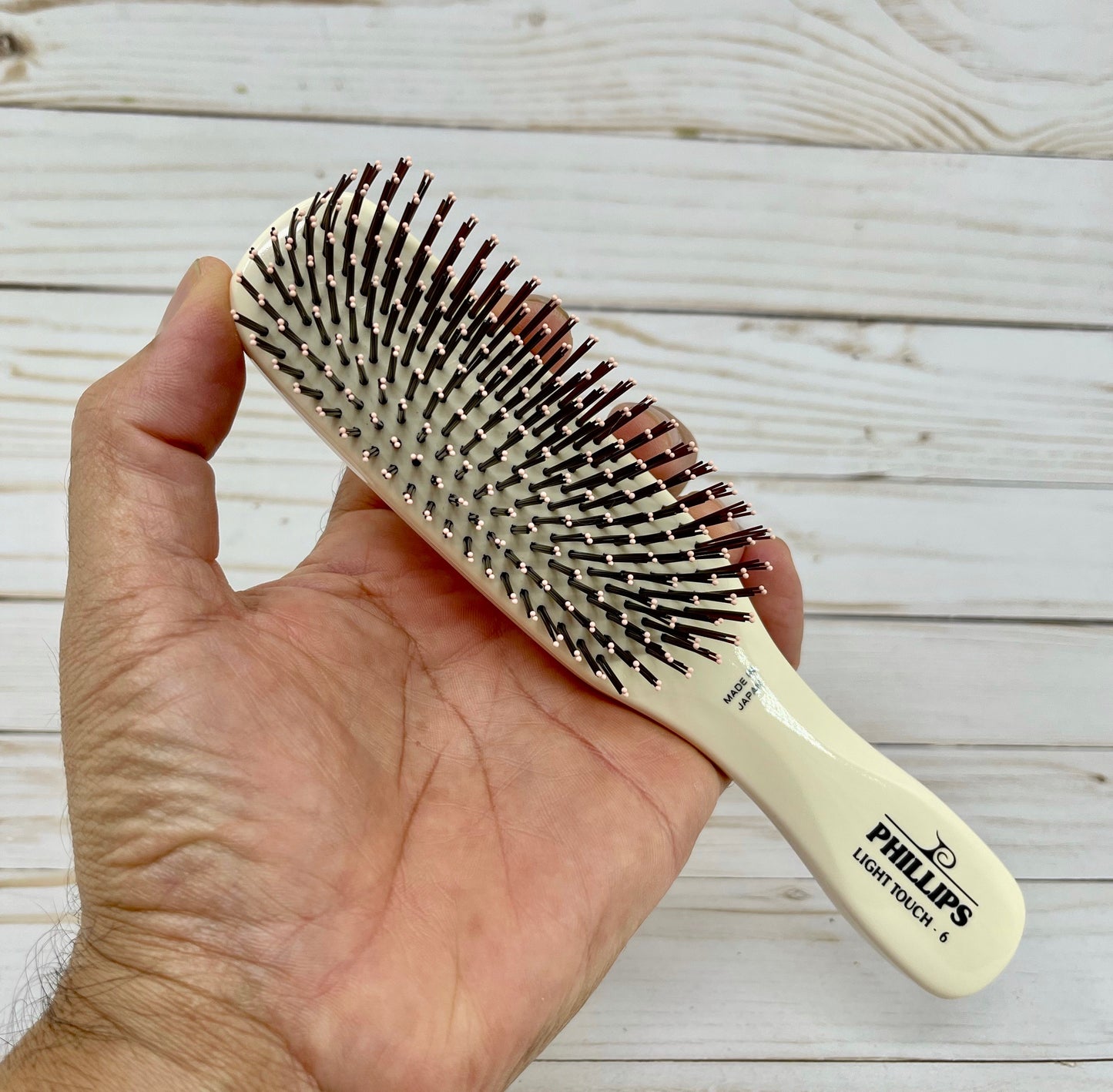 Phillips Brush Light Touch 6 Hair Brush 9 Rows Bristle Twin Beaded Nylon Bristles Ivory Color Ivory