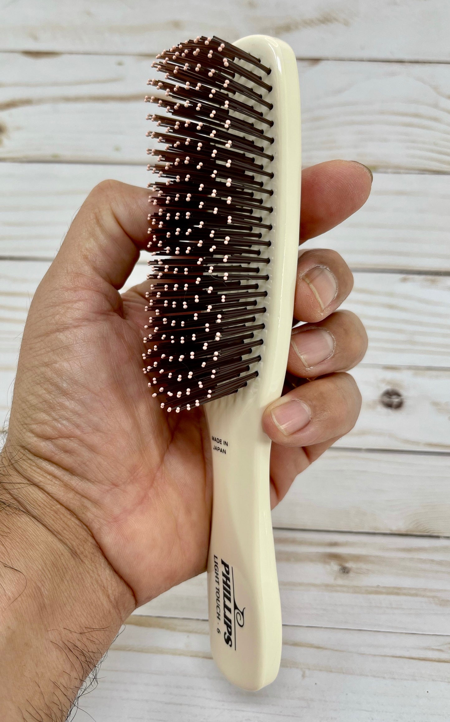 Phillips Brush Light Touch 6 Hair Brush 9 Rows Bristle Twin Beaded Nylon Bristles Ivory Color Ivory