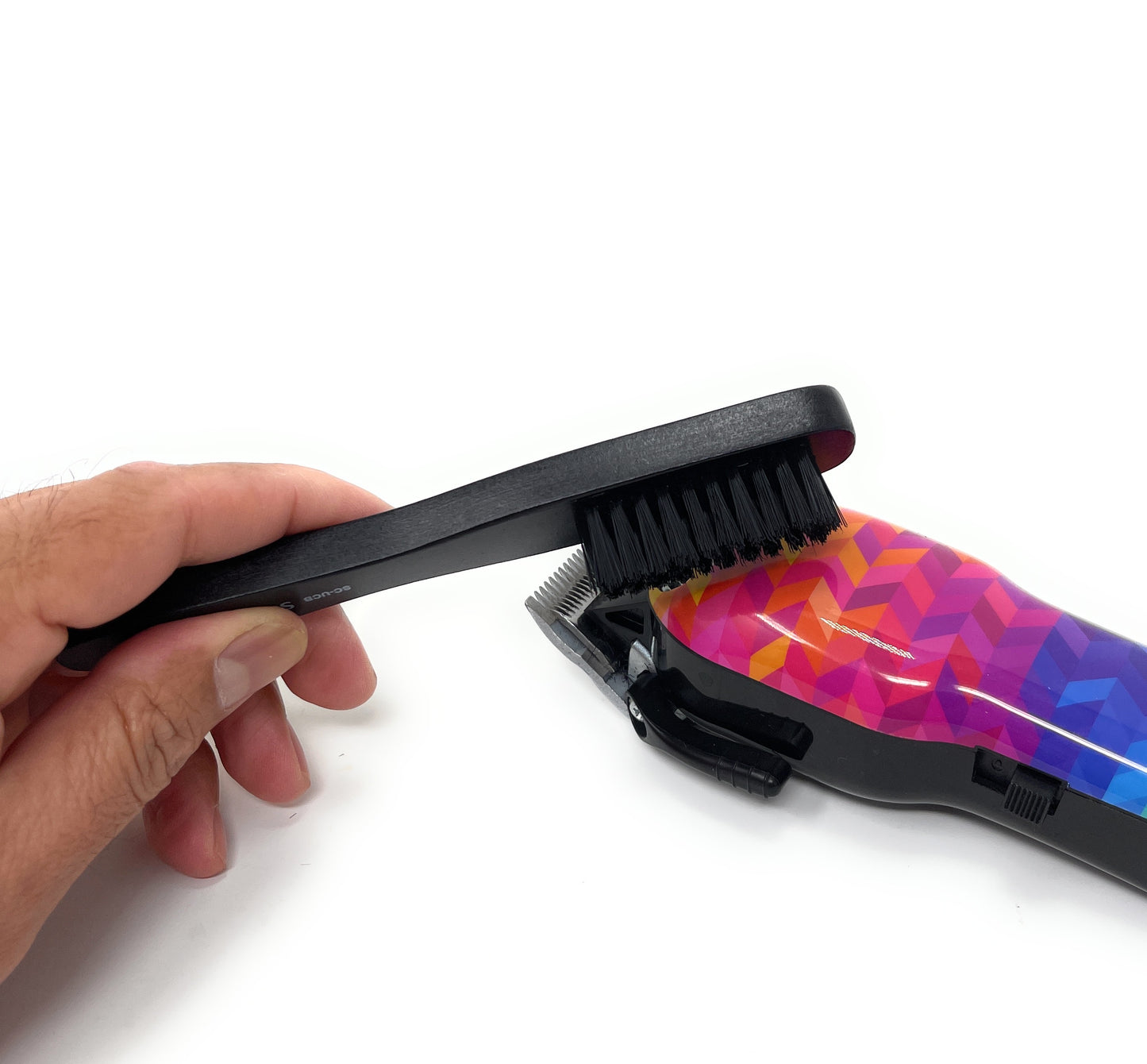 Scalpmaster Clipper Cleaning Brush Nylon Bristles Barber Brush Boar Bristle Wooden Handle Fade Brush 2 Pc.