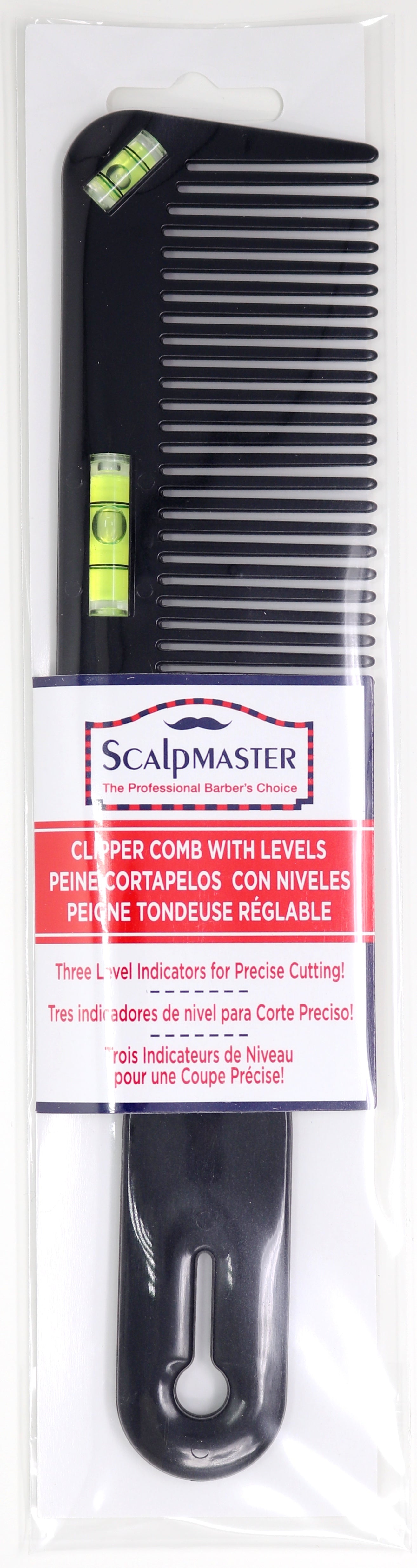Scalpmaster Clipper Comb With Level Blending Flat Top Guide Hair Comb Barber Cutting Barber Wide Tooth Comb Styling Black 2 Pc.