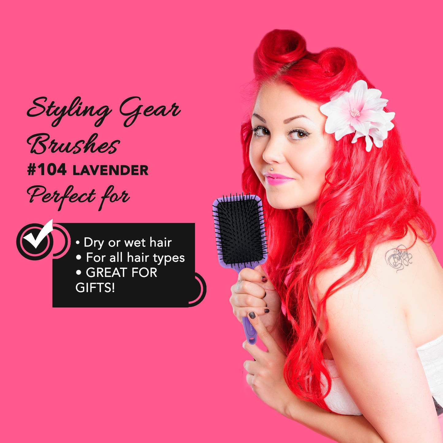 Styling Gear 104 Hair Brush Cushion Paddle Brush 13 Row Brush For Woman Hairbrush For Thick Hair  1 Pc.