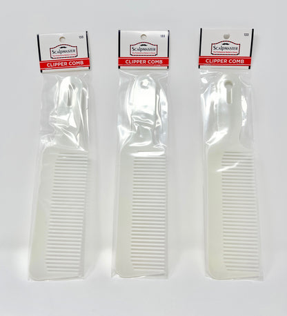 Scalpmaster Clipper Large Comb For Blending Cutting Barber Combs White 3 Pc.