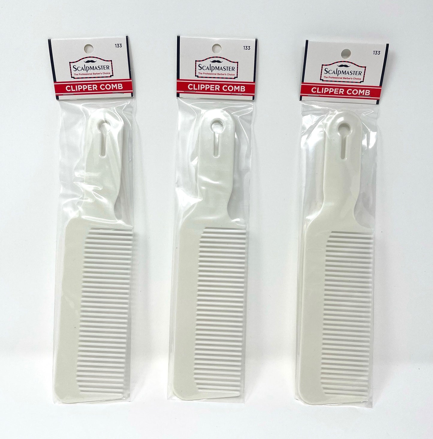 Scalpmaster Clipper Large Comb For Blending Cutting Barber Combs White 3 Pc.