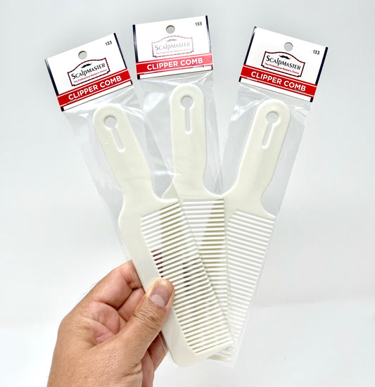 Scalpmaster Clipper Large Comb For Blending Cutting Barber Combs White 3 Pc.