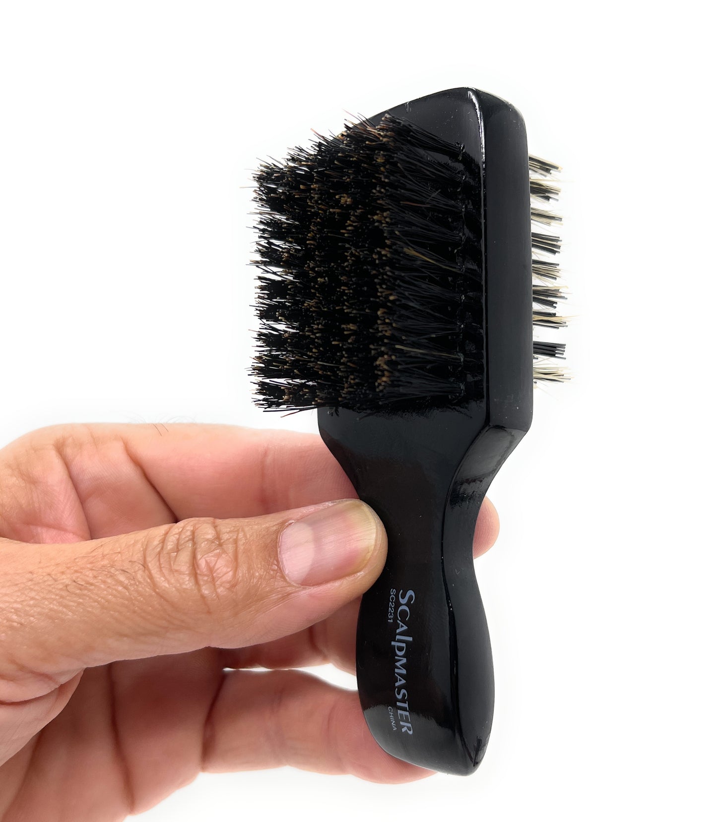 Scalpmaster 2-Sided Mini Club Brush 5 Rows 100% Natural Boar Bristles Beard Brush 1 Pc.