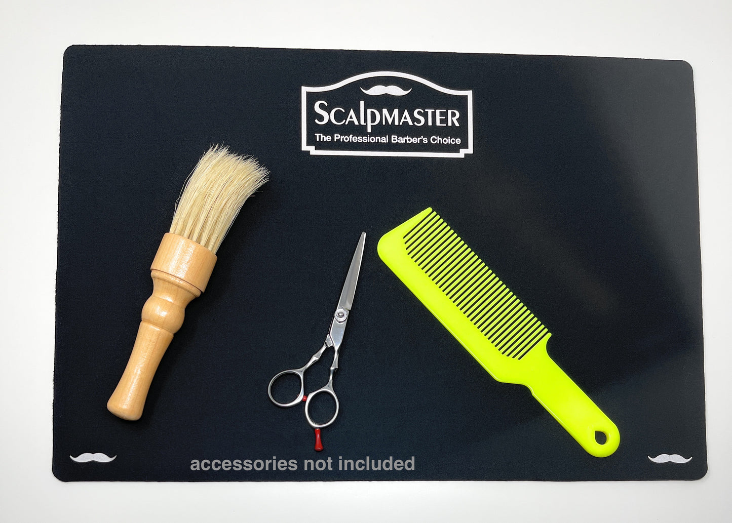Scalpmaster Counter Backbar Pad Black Barber Mat For Clippers Anti-Slip Flexible Rubber For Stations Scissors Salon Tools Countertop Black 1 Pc.