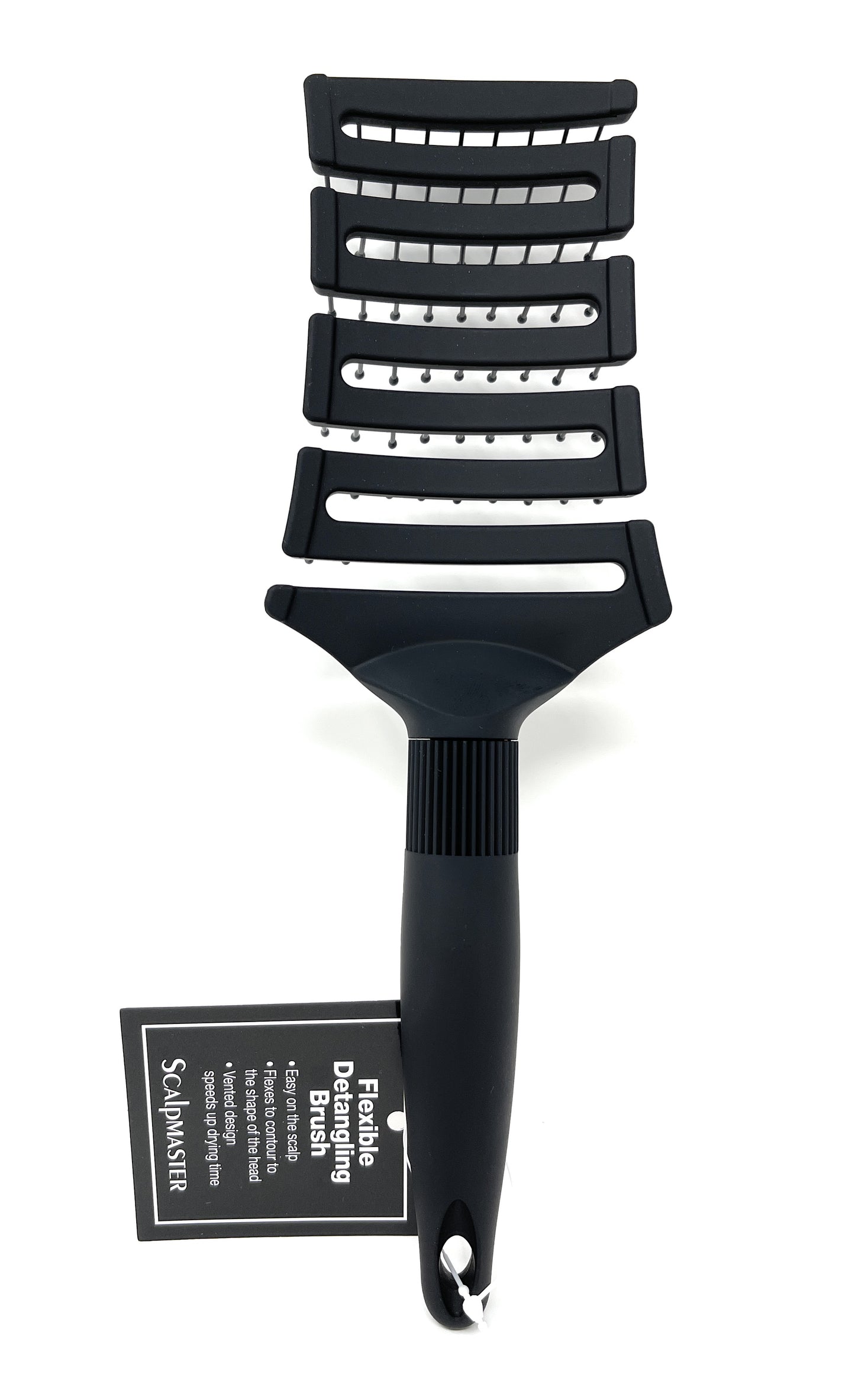 Sclapmaster Hair Brush Ball-tipped Bristles Flexible Vented For Hair Drying Detangling Hair Styling Soft Rubberized Handle. Black 1 Pc.