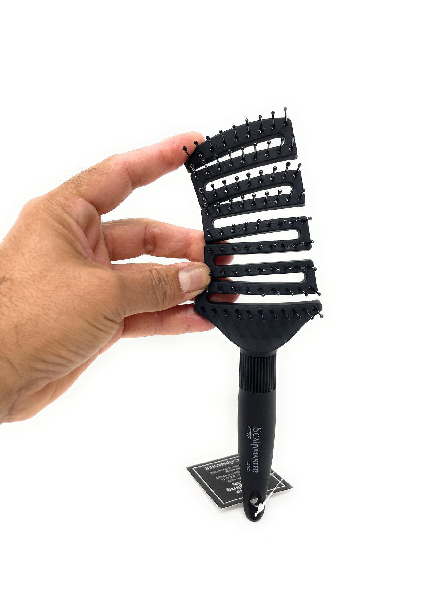 Sclapmaster Hair Brush Ball-tipped Bristles Flexible Vented For Hair Drying Detangling Hair Styling Soft Rubberized Handle. Black 1 Pc.