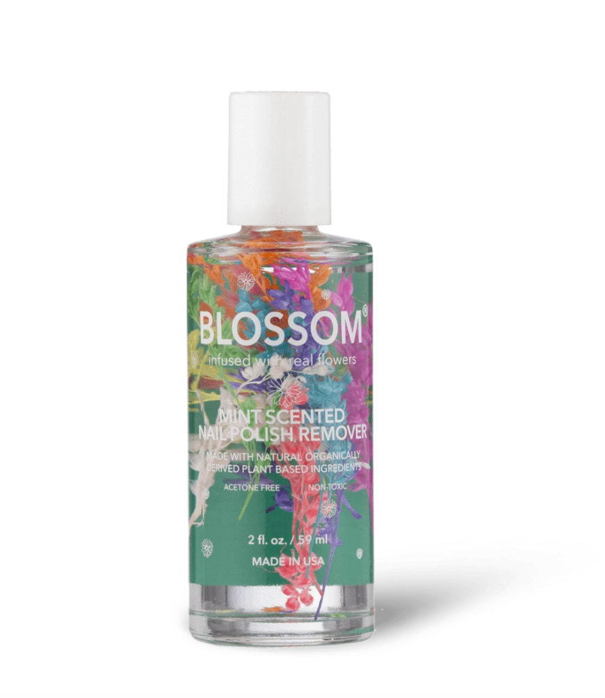 Blossom All-Natural Scented Vegan Nail Polish Remover Nontoxic Nail Polish Remover (Mint) 2 oz