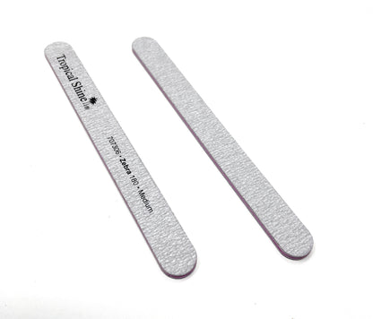 Tropical Shine Nail File Zebra 180 Medium Grit Dual Sided Emery Boards Cushion Salon Board Silver 3 Pcs.