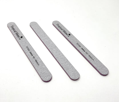 Tropical Shine Nail File Zebra 180 Medium Grit Dual Sided Emery Boards Cushion Salon Board Silver 3 Pcs.